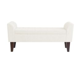 Luxury Living Boucle Ottoman Storage Bench in Cream - thumbnail 1