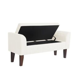 Luxury Living Boucle Ottoman Storage Bench in Cream - thumbnail 4