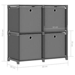 Berkfield Home Modern 4-Cube Display Shelf with Boxes Grey 69x30x72.5 cm Fabric - thumbnail 9