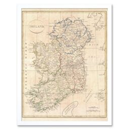 "Artery8 1799 Clement Cruttwell Map Ireland Vintage 12x16"" Framed Art Print in White - Size: W12"" x H16""" - thumbnail 1