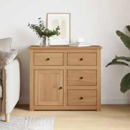 Berkfield Home Sideboard with Drawers Panama 93x40x80 cm Solid Wood Pine in Brown - Size: 93 x 40 x 80 cm - thumbnail 3
