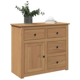 Berkfield Home Sideboard with Drawers Panama 93x40x80 cm Solid Wood Pine in Brown - Size: 93 x 40 x 80 cm