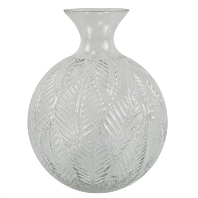 Leaf Clear Fern Print Glass Bottle Vase 26cm in White - image 1