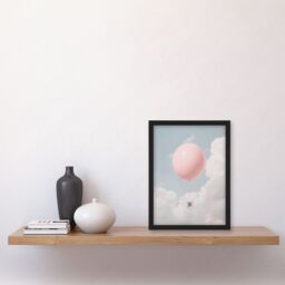 "Artery8 Spider Travel Floating in Sky with a Pink Balloon Framed Art Print - Size: W12"" x H16""" - thumbnail 4