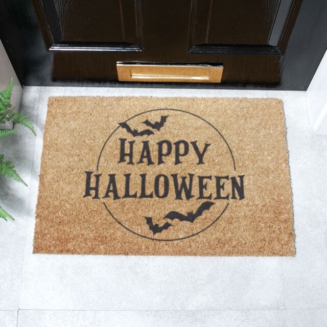 Artsy Mats Happy Halloween Coir Doormat (60 x 40cm) in Brown - Size: 40 x 60 cm - image 1