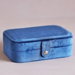 Lisa Angel Women's Navy Blue Velvet Rectangular Travel Jewellery Case in Royal - thumbnail 2