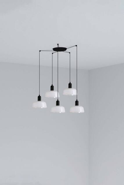 Netlighting Tatawin Small Cluster Pendant Ceiling Light Black Gloss White 5x E27
