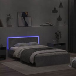 Berkfield Home Bed Frame with Headboard & LED Concrete Grey 140x190 cm - thumbnail 3