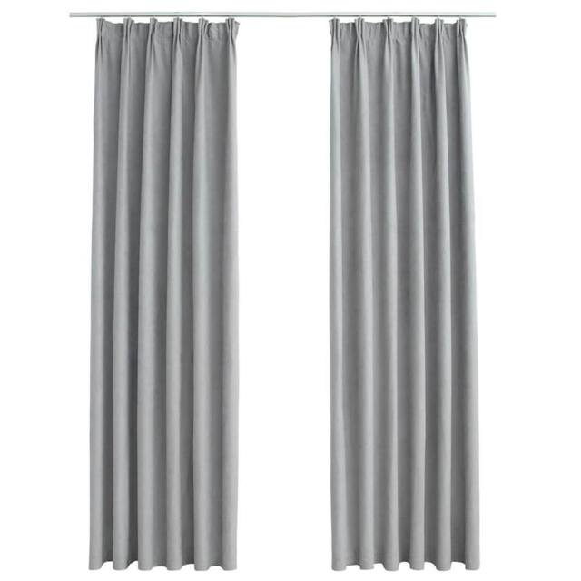 Berkfield Home Blackout Curtains with Hooks 2 pcs Grey 140x175 cm - image 1