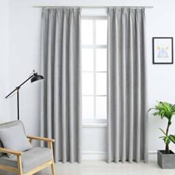 Berkfield Home Blackout Curtains with Hooks 2 pcs Grey 140x175 cm - thumbnail 2