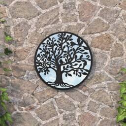 Berkfield Home Garden Mirror Black 40x2.5 cm Iron Round for Outdoor Use - thumbnail 2