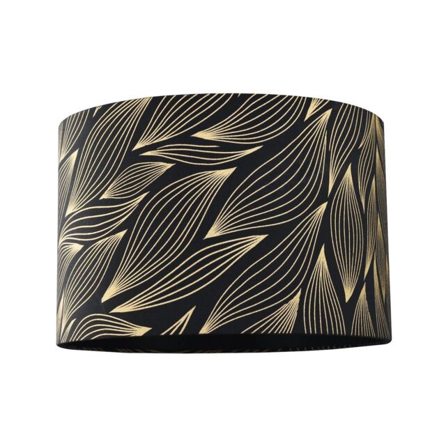 Happy Homewares Designer Black Lamp Shade with Gold Foil Leaves with Inner Satin Fabric Lining - Size: 12 inches - image 1