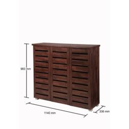 Timber Art Design 5 Tier Shoe Storage Cabinet 3 Door Cupboard Stand Rack Unit in Brown - thumbnail 3