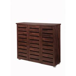 Timber Art Design 5 Tier Shoe Storage Cabinet 3 Door Cupboard Stand Rack Unit in Brown