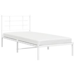 Berkfield Home Metal Bed Frame without Mattress with Headboard White 90x200cm - Size: 90x200 cm - thumbnail 4