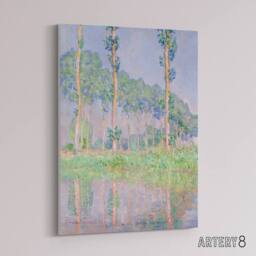 "Artery8 Poplars Pink Effect Landscape Monet Vintage Canvas Wall Art - Size: W18"" x H24""" - thumbnail 2