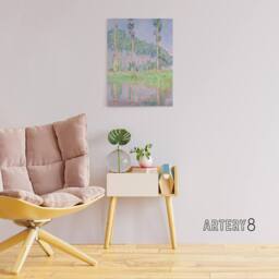 "Artery8 Poplars Pink Effect Landscape Monet Vintage Canvas Wall Art - Size: W18"" x H24""" - thumbnail 3