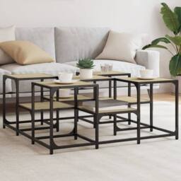Berkfield Home Decorative Coffee Table Sonoma Oak 91x91x40 cm Engineered Wood in Brown - Size: 91 x 91 x 40 cm - thumbnail 2