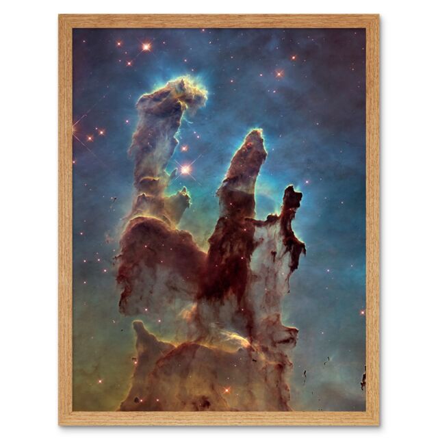 Artery8 Hubble Space Telescope Image WFC3/UVIS M16 Blue Haze 2014 The Pillars Of Creation Eagle Nebula Silhouettes Of Stars Dust & Gas Art Print - image 1