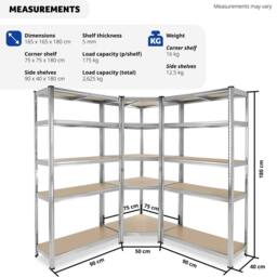 tectake Garage Shelving Gustav 2625 Kg - Silver - thumbnail 6