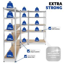 tectake Garage Shelving Gustav 2625 Kg - Silver - thumbnail 4