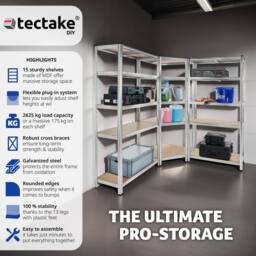 tectake Garage Shelving Gustav 2625 Kg - Silver - thumbnail 2
