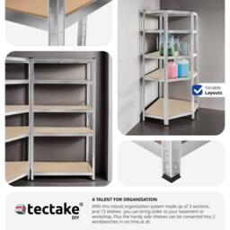 tectake Garage Shelving Gustav 2625 Kg - Silver - thumbnail 3