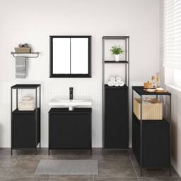 Berkfield Home 5 Piece Bathroom Furniture Set Black Oak Engineered Wood - thumbnail 1