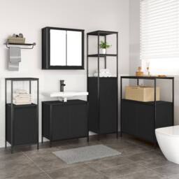 Berkfield Home 5 Piece Bathroom Furniture Set Black Oak Engineered Wood - thumbnail 4