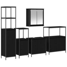 Berkfield Home 5 Piece Bathroom Furniture Set Black Oak Engineered Wood - thumbnail 2