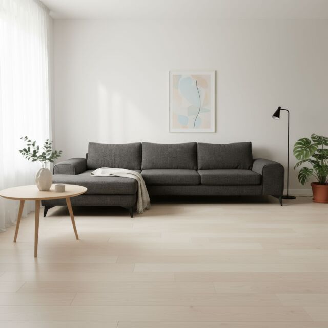 Abakus Direct Venice Corner Left Sofa with Deep Seats & Extra-wide Padded Arms in Charcoal - image 1