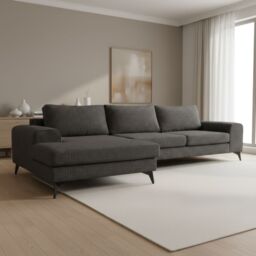 Abakus Direct Venice Corner Left Sofa with Deep Seats & Extra-wide Padded Arms in Charcoal - thumbnail 5