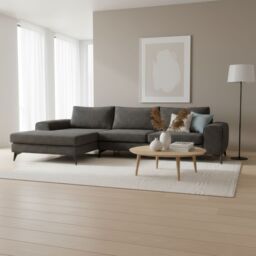 Abakus Direct Venice Corner Left Sofa with Deep Seats & Extra-wide Padded Arms in Charcoal - thumbnail 6
