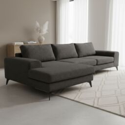 Abakus Direct Venice Corner Left Sofa with Deep Seats & Extra-wide Padded Arms in Charcoal - thumbnail 7