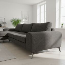 Abakus Direct Venice Corner Left Sofa with Deep Seats & Extra-wide Padded Arms in Charcoal - thumbnail 3