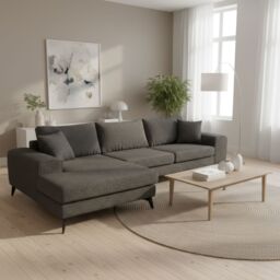 Abakus Direct Venice Corner Left Sofa with Deep Seats & Extra-wide Padded Arms in Charcoal - thumbnail 4