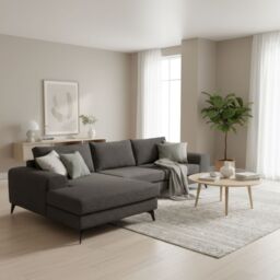 Abakus Direct Venice Corner Left Sofa with Deep Seats & Extra-wide Padded Arms in Charcoal - thumbnail 9