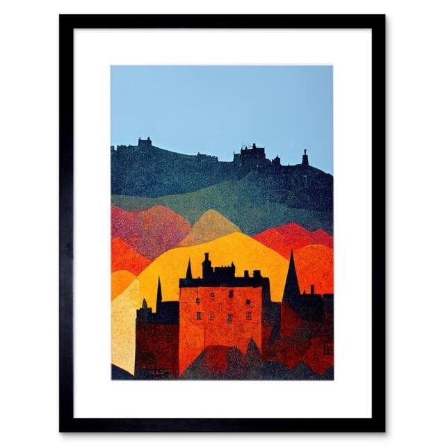 "Artery8 Edinburgh In Autumn Scotland Scottish Folk Cityscape Framed Art - Size: W12"" x H16""" - image 1