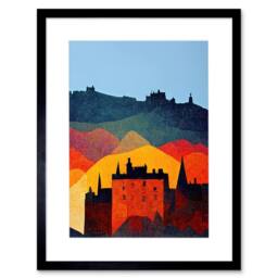 "Artery8 Edinburgh In Autumn Scotland Scottish Folk Cityscape Framed Art - Size: W12"" x H16""" - thumbnail 1