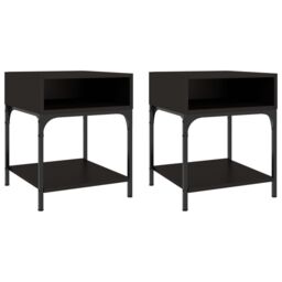 Berkfield Home Bedside Tables 2 pcs Black 40x41x50 cm Engineered Wood - Size: 40 x 41 x 50 cm - thumbnail 2