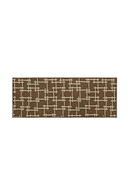 JVL Vector Machine Washable Latex Backed Runner Doormat, 57x150cm, Brown - Size: 50 cm x 150 cm - image 1