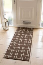 JVL Vector Machine Washable Latex Backed Runner Doormat, 57x150cm, Brown - Size: 50 cm x 150 cm - thumbnail 2