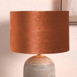 Ruma Orange Velvet Cylinder Shade for Table Lamps - Size: 12 inches - thumbnail 1