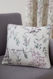 Dreams & Drapes 'Jazmine' Filled 100% Cotton Cushion With Hand Painted Floral Print in Lavender - Size: 43 cm x 43 cm