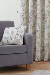 Dreams & Drapes 'Jazmine' Filled 100% Cotton Cushion With Hand Painted Floral Print in Lavender - Size: 43 cm x 43 cm - thumbnail 3