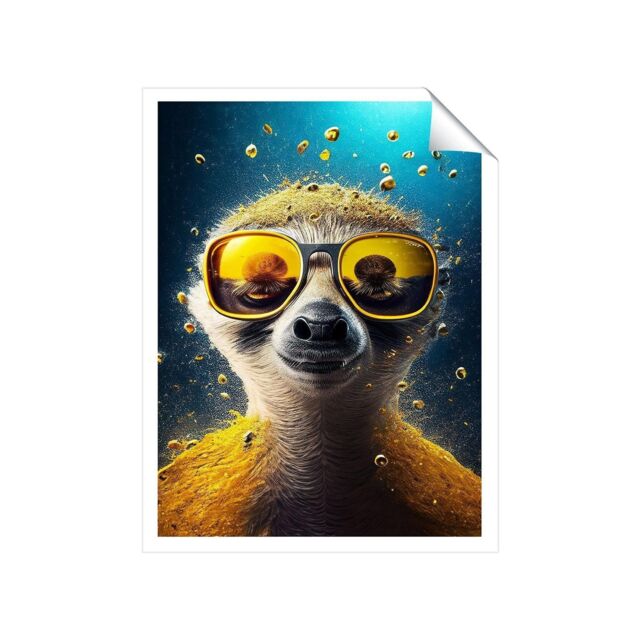 "Warren Reed - Designer Meerkat With Golden Glasses Splashart Unframed Art Print - Size: W20"" x H30""" - image 1