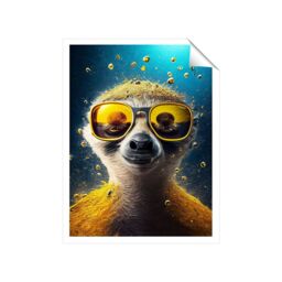 "Warren Reed - Designer Meerkat With Golden Glasses Splashart Unframed Art Print - Size: W20"" x H30""" - thumbnail 2