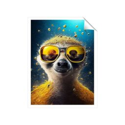 "Warren Reed - Designer Meerkat With Golden Glasses Splashart Unframed Art Print - Size: W20"" x H30""" - thumbnail 1