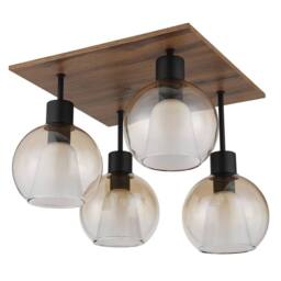 Netlighting Barry I Shade Cluster Ceiling Light Black Amber Glass Shade 4x E27 - thumbnail 2