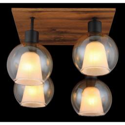 Netlighting Barry I Shade Cluster Ceiling Light Black Amber Glass Shade 4x E27 - thumbnail 5